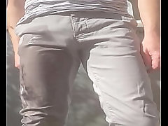 Guy self-pissing (in his trousers) - peeing myself